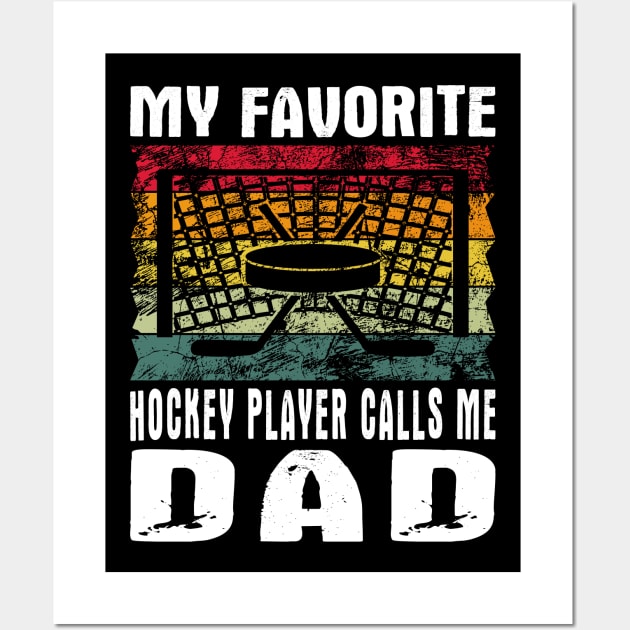 My Favorite Hockey Player Dad Vintage Text Wall Art by JaussZ